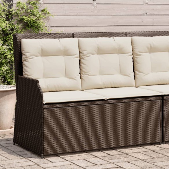 Banc inclinable de jardin avec coussins marron résine tressée