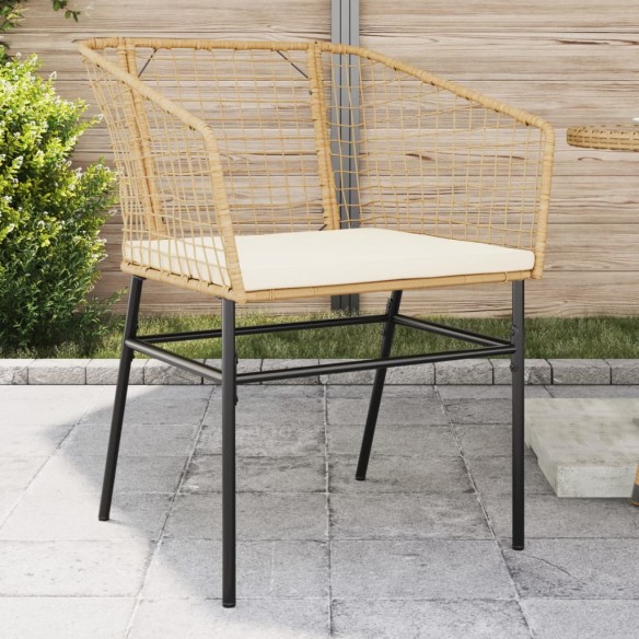 Chaises de jardin lot de 2 et coussins marron rotin