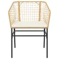 Chaises de jardin lot de 2 et coussins marron rotin