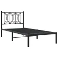 Cadre de lit métal sans matelas avec tête de lit noir 90x200 cm