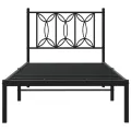 Cadre de lit métal sans matelas avec tête de lit noir 90x200 cm