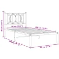 Cadre de lit métal sans matelas avec tête de lit noir 90x200 cm