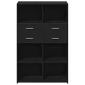 Buffet haut noir 80x42,5x124 cm bois d'ingénierie