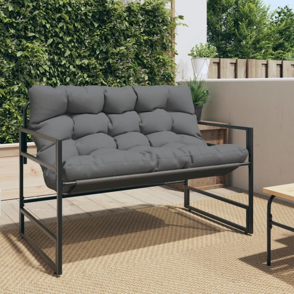 Banc de jardin avec coussin anthracite 113 cm acier