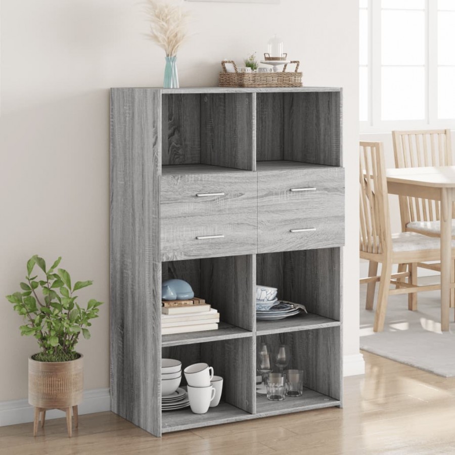 Buffet haut sonoma gris 80x42,5x124 cm bois d'ingénierie