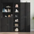Buffet haut noir 45x41x185 cm bois d'ingénierie