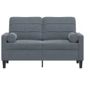 Canapé 2 places avec oreillers gris foncé 120 cm velours