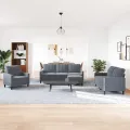 Ensemble de canapés 4 pcs avec coussins Gris foncé Velours