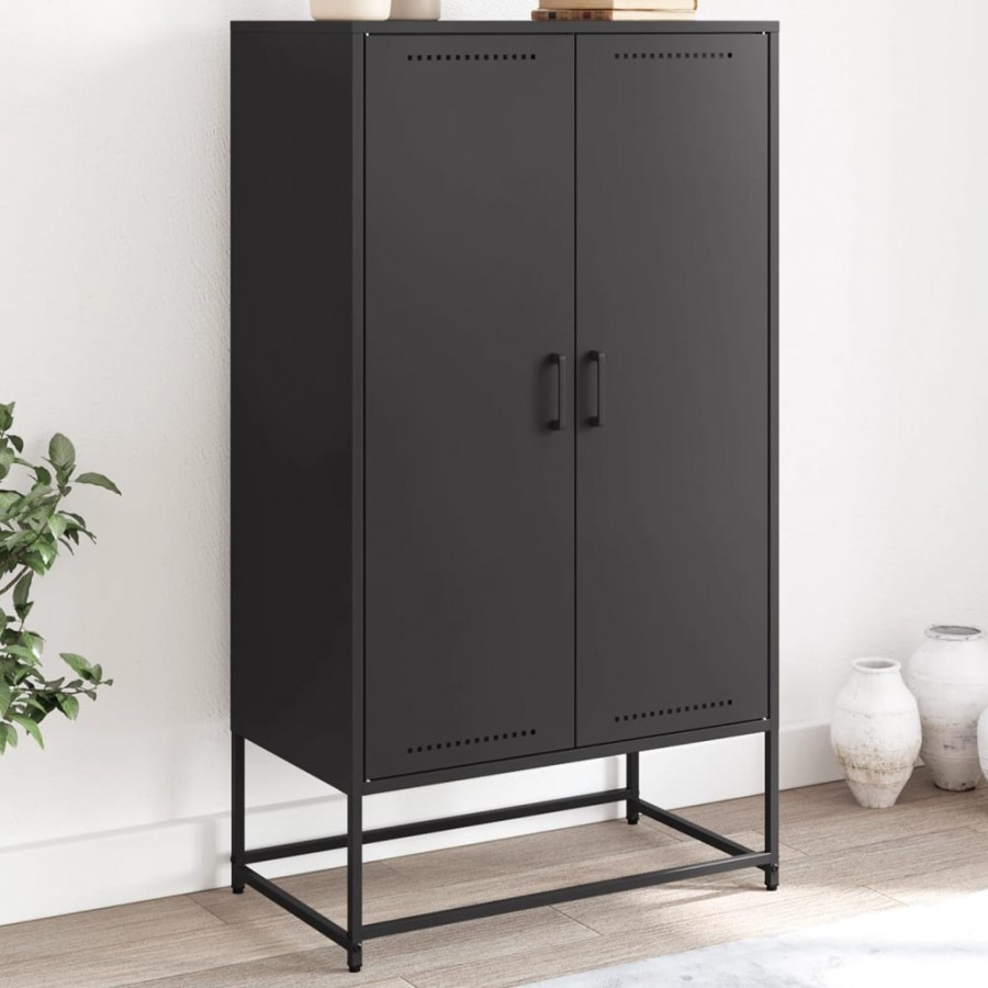 Buffet haut noir 68,5x38,5x123,5 cm acier