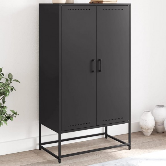 Buffet haut noir 68,5x38,5x123,5 cm acier