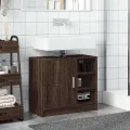 Armoire d'évier chêne marron 63x29x55 cm bois d'ingénierie