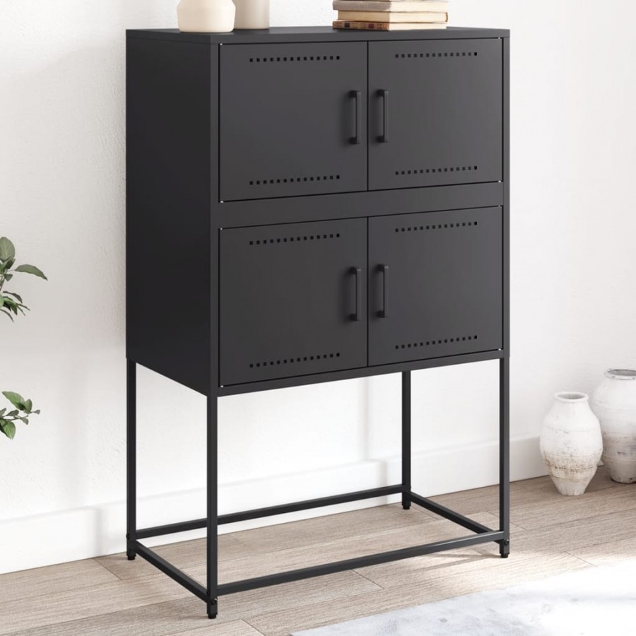 Buffet noir 68,5x38,5x107 cm acier