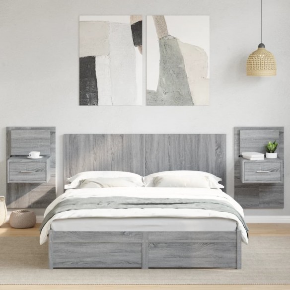 Tête de lit avec armoires sonoma gris 160 cm bois d'ingénierie