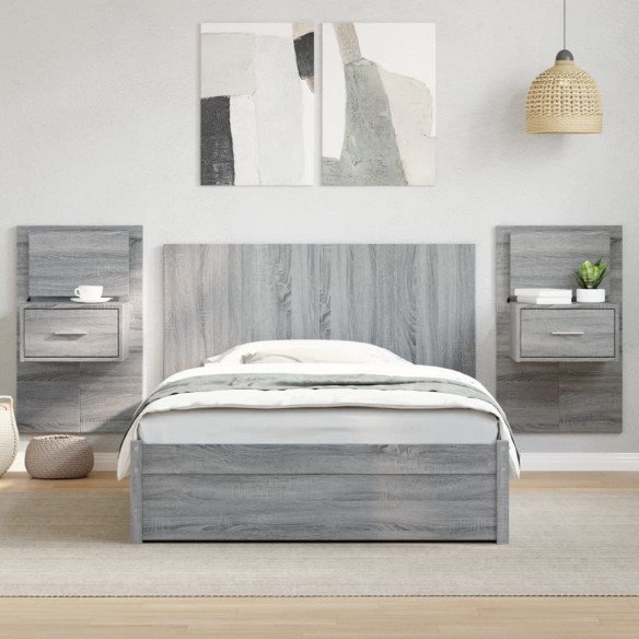 Tête de lit avec armoires sonoma gris 120 cm bois d'ingénierie