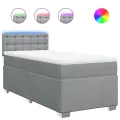 cadre de lit avec matelas gris clair 80x200 cm tissu