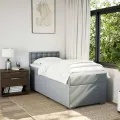 cadre de lit avec matelas gris clair 80x200 cm tissu
