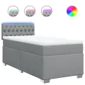 cadre de lit avec matelas gris clair 80x200 cm tissu