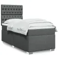 cadre de lit avec matelas Gris foncé 80x200 cm Tissu