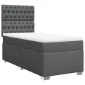cadre de lit avec matelas Gris foncé 80x200 cm Tissu