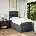 cadre de lit avec matelas Gris foncé 80x200 cm Tissu