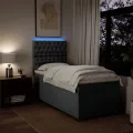 cadre de lit avec matelas Gris foncé 80x200 cm Tissu