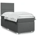 cadre de lit avec matelas Gris foncé 80x200 cm Tissu