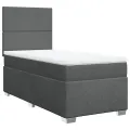 cadre de lit avec matelas Gris foncé 80x200 cm Tissu