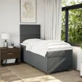 cadre de lit avec matelas Gris foncé 80x200 cm Tissu