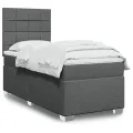 cadre de lit avec matelas Gris foncé 80x200 cm Tissu