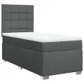 cadre de lit avec matelas Gris foncé 80x200 cm Tissu