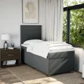 cadre de lit avec matelas Gris foncé 80x200 cm Tissu