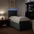 cadre de lit avec matelas Gris foncé 80x200 cm Tissu