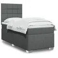cadre de lit avec matelas Gris foncé 80x200 cm Tissu