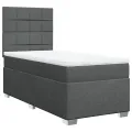 cadre de lit avec matelas Gris foncé 80x200 cm Tissu