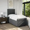 cadre de lit avec matelas Gris foncé 80x200 cm Tissu