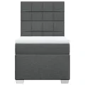 cadre de lit avec matelas Gris foncé 80x200 cm Tissu