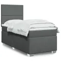 cadre de lit avec matelas Gris foncé 80x200 cm Tissu