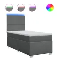 cadre de lit avec matelas Gris foncé 80x200 cm Tissu
