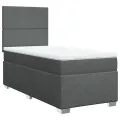 cadre de lit avec matelas Gris foncé 80x200 cm Tissu
