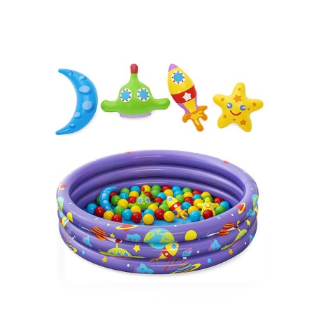 Bestway Piscina Gonfiabile per Bambini 3 Anelli con Palle 102x25 cm +2