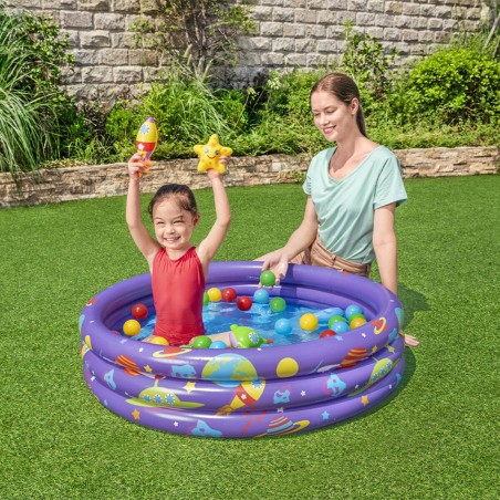 Bestway Piscina Gonfiabile per Bambini 3 Anelli con Palle 102x25 cm +2