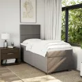 cadre de lit avec matelas Taupe 90x200 cm Tissu