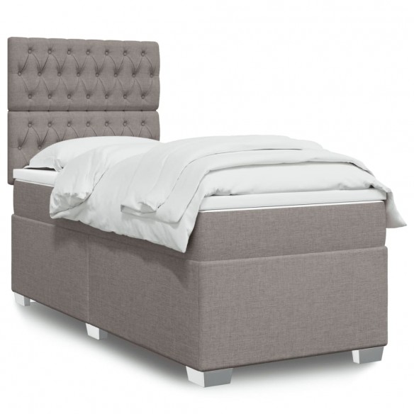 Sommier à lattes de lit avec matelas Taupe 90x200 cm Tissu