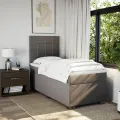 cadre de lit avec matelas Taupe 90x200 cm Tissu