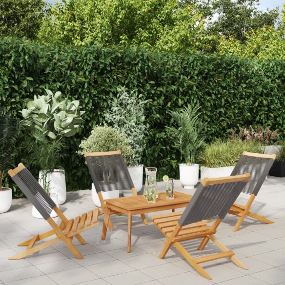 Chaises pliables de jardin 4 pcs gris bois d'acacia massif