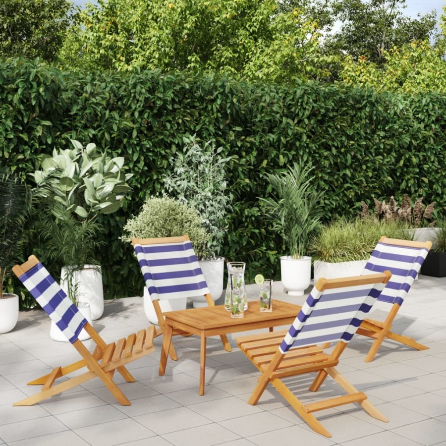 Chaises de jardin pliantes lot de 4 tissu et bois massif