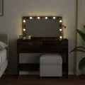 Coiffeuse avec LED chêne fumé 100x40x120 cm