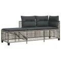 Salon de jardin d'angle avec coussins 3 pcs gris résine tressée