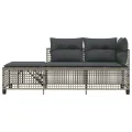 Salon de jardin d'angle avec coussins 3 pcs gris résine tressée