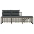 Salon de jardin d'angle avec coussins 3 pcs gris résine tressée